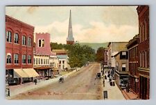 Bennington VT-Vermont, Main Street, Advertising, Antique, Vintage Postcard picture
