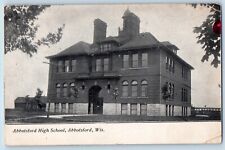 Abbotsford Wisconsin WI Postcard Abbotsford High School Exterior Building 1909 picture