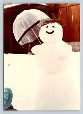 Snowman Holding An Umbrella Classic VINTAGE 3.5x5