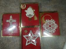 Set of 4 Lenox China Christmas Ornaments in Boxes Star Angel Cross and Snowflake picture