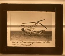 Rare Antique Magic Lantern Glass Slide Focke Helicopter Transportation Autogyro picture
