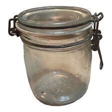 Vintage 1/2 Liter Glass Jar Canister With Hinged Bale Lid C1 picture