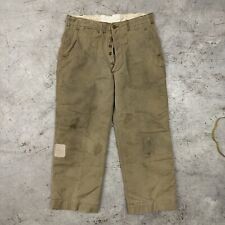33x27 US Army Kersey Wool Lined Chino Khaki Trousers Pants WW2 Vtg 40s Tanker picture