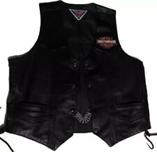 MOB Genuine Leather Vest W/ Harley Davidson Patches. Length 24 Width 41. picture