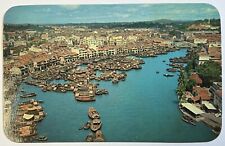 Singapore River Aerial Photo Postcard, Vintage Unposted Card, Tonkangs picture