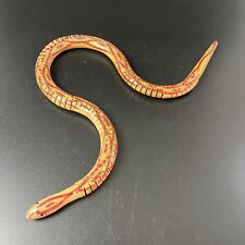 Vtg Hand Made Articulated Wooden Wiggle Toy Snake Wood Painted Jointed Snake 27” picture
