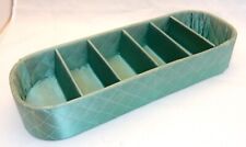 Vintage Beautiful Home Quilted Satin Hosiery Handkerchief Vanity Box 1950's TEAL picture