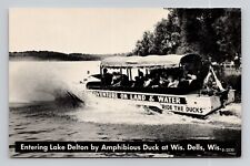 Postcard Lake Delton Duck Boat Ride Wisconsin Dells, Vintage Chrome M18 picture