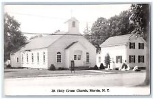 Morris New York NY Postcard RPPC Photo Holy Cross Church Scene Street c1940's picture