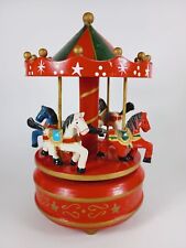 Vintage Wood Rotating Musical Merry-Go-Round Carousel. picture