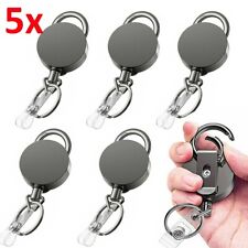 5pcs Retractable Heavy Duty Pull Ring Key Chain Recoil Keyring Wire Rope Holder picture