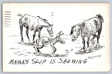 Postcard William Standing Mam's Slip Is Showing Horses Comic Vintage Posted 1948 picture
