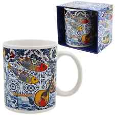 Portugal Ceramic Coffee Mug - Traditional Icons in Blue Azulejo Design picture