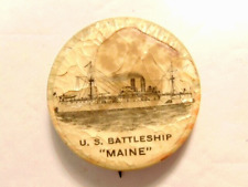 vintage celluloid U.S. Battleship Maine pin (crackling on face) picture