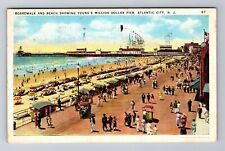 Atlantic City NJ-New Jersey, Aerial Boardwalk And Beach, Vintage c1936 Postcard picture