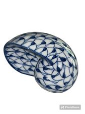 Andrea By Sadek Porcelain Blue & White Fishnet Nautilus Shell Seashell Figurine picture