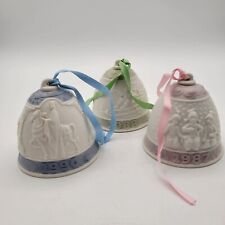 Vintage LLadro Annual Christmas Bells Porcelain 1987 1988 1990 Pink Blue Green picture
