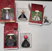 3 Vintage HALLMARK HOLIDAY BARBIE ORNAMENTS W/ Boxes COLLECTORS LOT picture