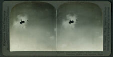 German Observation Balloon burst by US Army Airplane stereoview World War I picture