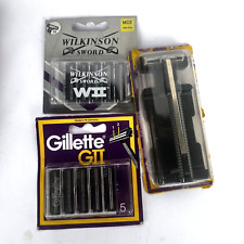 Vintage Gillette 1 Pack With Razor & 1 WILKINSON Sword 5 Fixed Twin Blades Pack picture