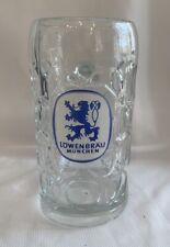 Vintage Lowenbrau Munich 1L Heavy Glass Beer Mug  Beer Stein. picture