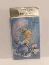 Vintage American Greeting Card Corpn Angel Pink Feather Pen Thank You Sealed picture