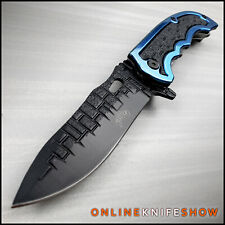 TACTICAL MILITARY SPRING ASSISTED OPEN KNIFE Prism Blue Folding Pocket Blade EDC picture