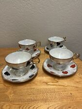 Vintage Ucagco Iridescent Lusterware Tea Cups And Saucers Complete Four Suit Set picture