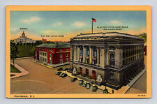 1940 Postcard Providence RI Rhode Island Capitol, Post Office Annex, Court House picture