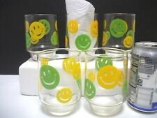 5 MCM Smiley Face Glasses Yellow Lime Stackable 14 ounce picture