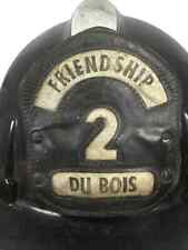 Topgard MSA Firemens Helmet Leather Badge #2 FRIENDSHIP Du Bois Chin Strap Vtg picture