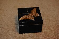 Vintage Small Trinket Box Ceramic or Stone with Butterfly Made in Vietnam picture