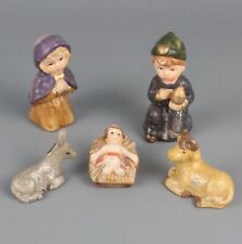 Nativity Christmas 5 piece loose figures Mary Jesus Cow Donkey Wiseman ceramic picture