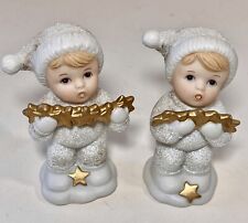 Vintage HOMCO Snow Babies Two Figurines with Gold Stars #5702 Home Interiors picture