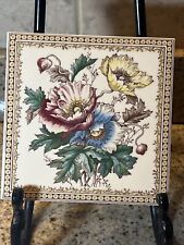 Vintage H & R Johnson Decorative Floral Ceramic Tile Made in England picture