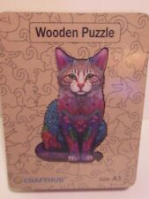 CAT Wooden Jigsaw Puzzle- Craft Hub-ages 12 +NEW iVibrant colors-large image picture