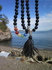 Custom Design 8mm Black Agate 7 Chakras/gemstones Tibetan Buddhist prayer beads picture