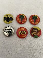 VTG Lot of 6 Batman & Robin Tin Badge Pinback Pins 1966 picture