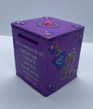 VTG 00’s Claire's Harmony & Peace Purple Piggy Bank Rectangle Y2K Glitter picture