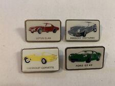 Vintage 70’s 4 x Metal Pin Badges Classic Cars Ford Porsche Lotus Chevrolet Etc picture