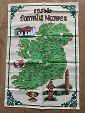 Vintage IRISH FAMILY NAMES on Ireland map cotton/linen tea towel NEW picture