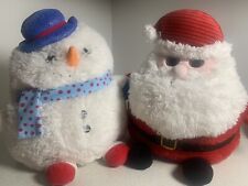 Holiday Time Light Up Santa & Snowman W/ Scarf TESTED WORKING  picture