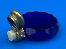Art Deco Miniature Faceted Cobalt Blue Glass Scent Perfume Bottle Chain Pendant picture