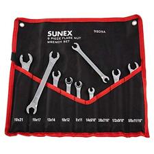 FLARE NUT WRENCH SET Fully Polished SAE Metric with Roll Case 9-Pc SUNEX TOOLS picture