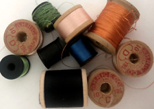 Lot 10 Vtg A H RICE Silk BUTTONHOLE THREAD SPOOLS Sewing Belding CORTICELLI Mend picture