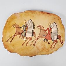 Glen LaFontaine Native American Art Pottery Indian Chiefs on Horses Wall Hanging picture