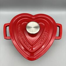 Martha Stewart 2 Qt Heart Shaped Enameled Cast Iron Casserole Dutch Oven Red Lid picture