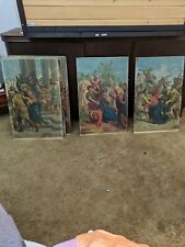Antique Church Used Hardboard Large Stations of the Cross Bertarelli Ital picture