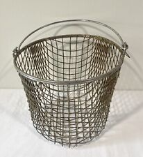 Vintage French Metal Wire Harvest Basket With Bail Handle Woven Mesh Stunning picture