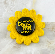 Vintage Landon Knox GOP Brown Campaign Button Pin on Yellow Felt 1936 Rare picture